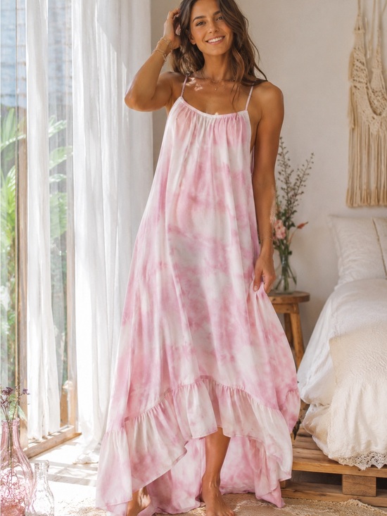 Free People Dresses & Skirts - 🌸Free People Intimately Full On Maxi Slip Dress Pink Purple Tie Dye A-Line US L